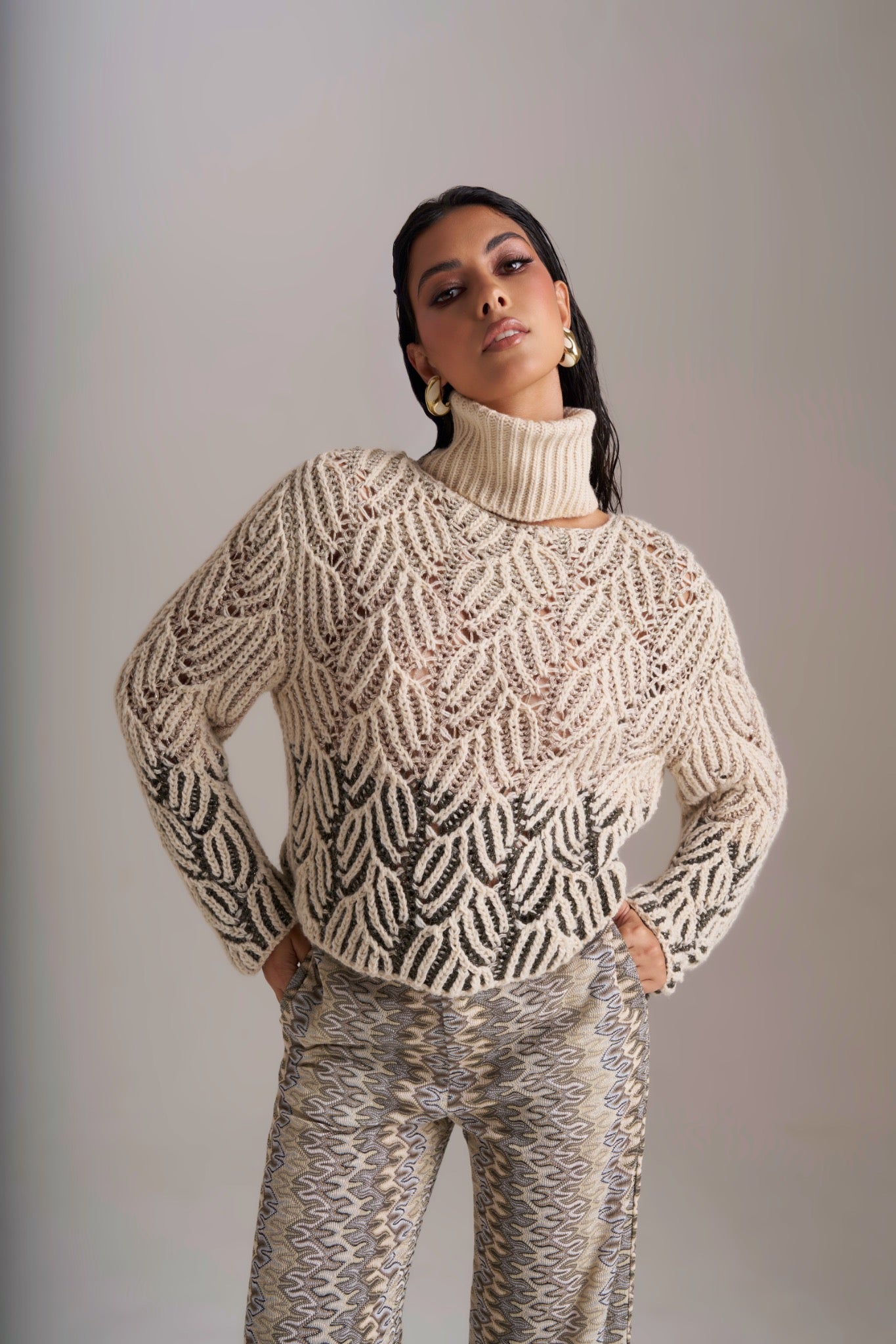 Camisola Em Malha Com Lurex e Gola Removivel- Pho Firenze