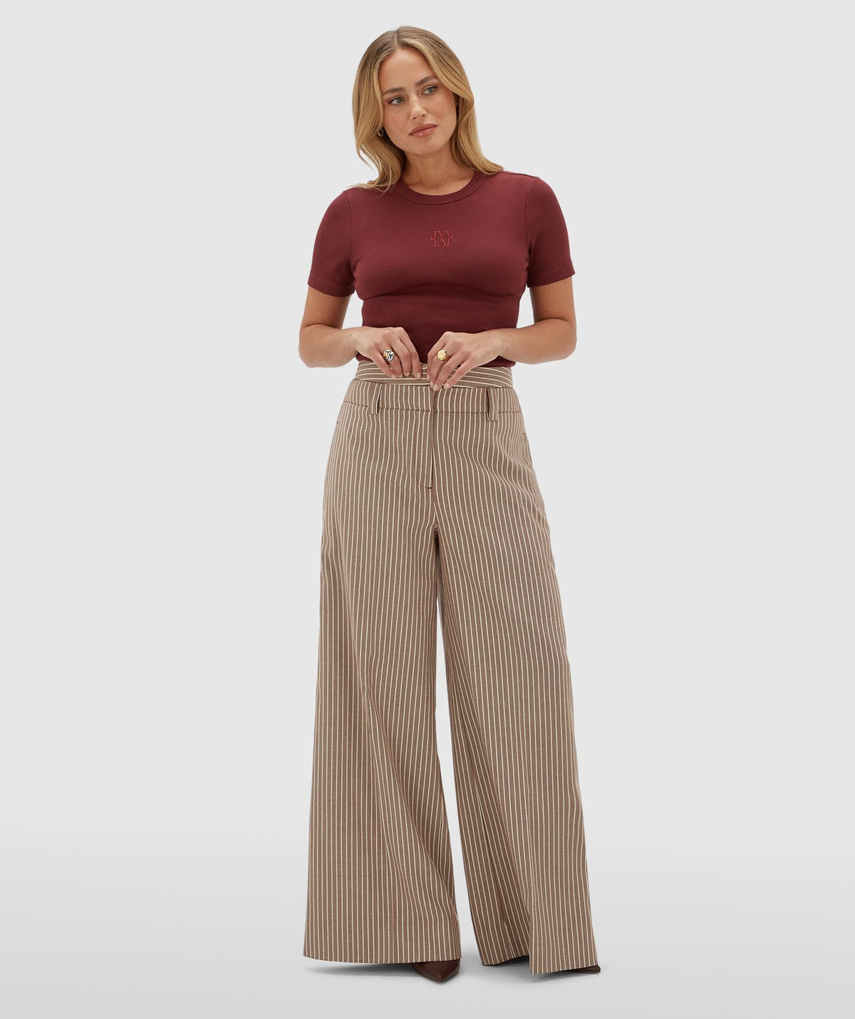 Calças Wide Leg Scout às Riscas – imagem 4