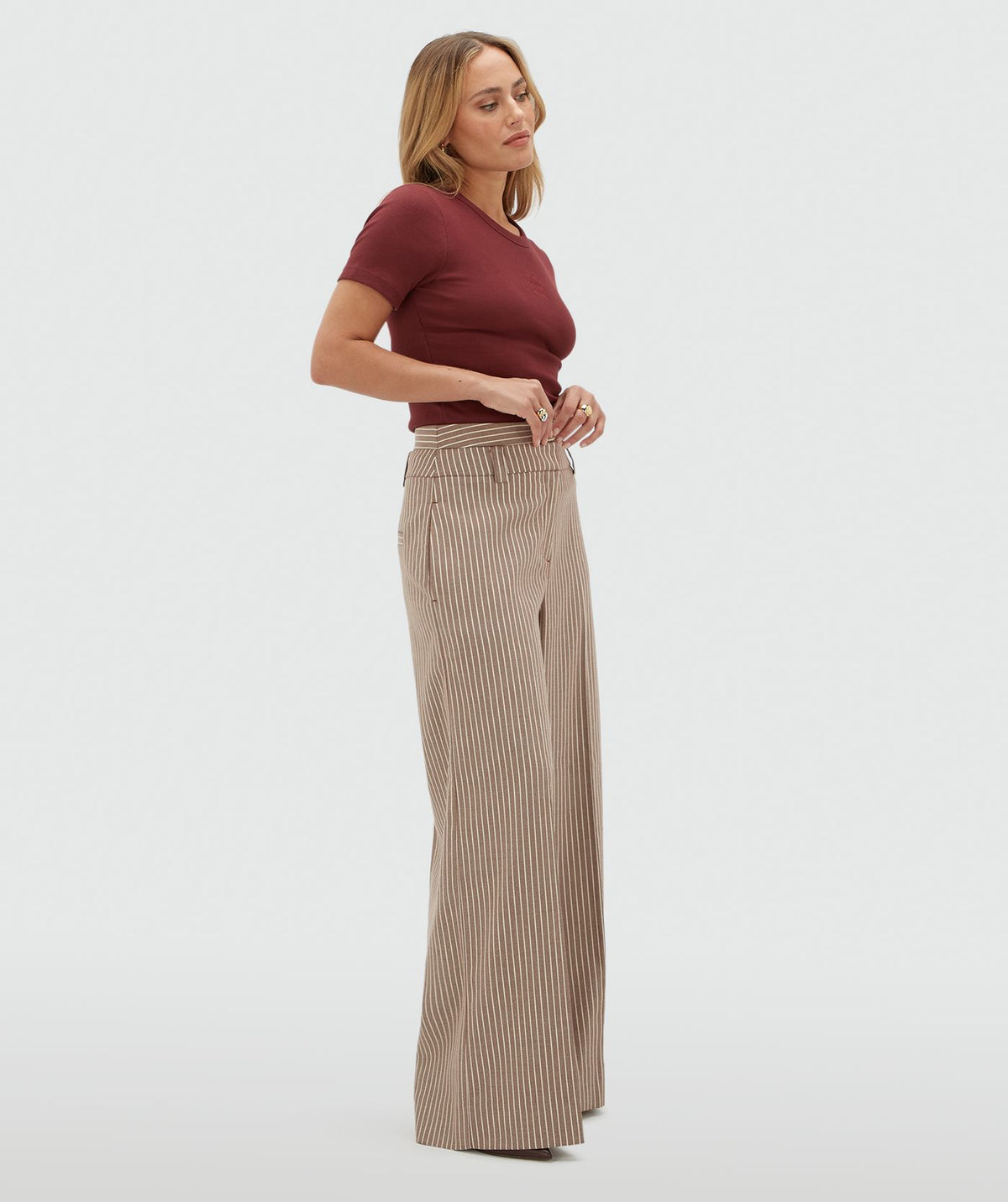 Calças Wide Leg Scout às Riscas – imagem 2