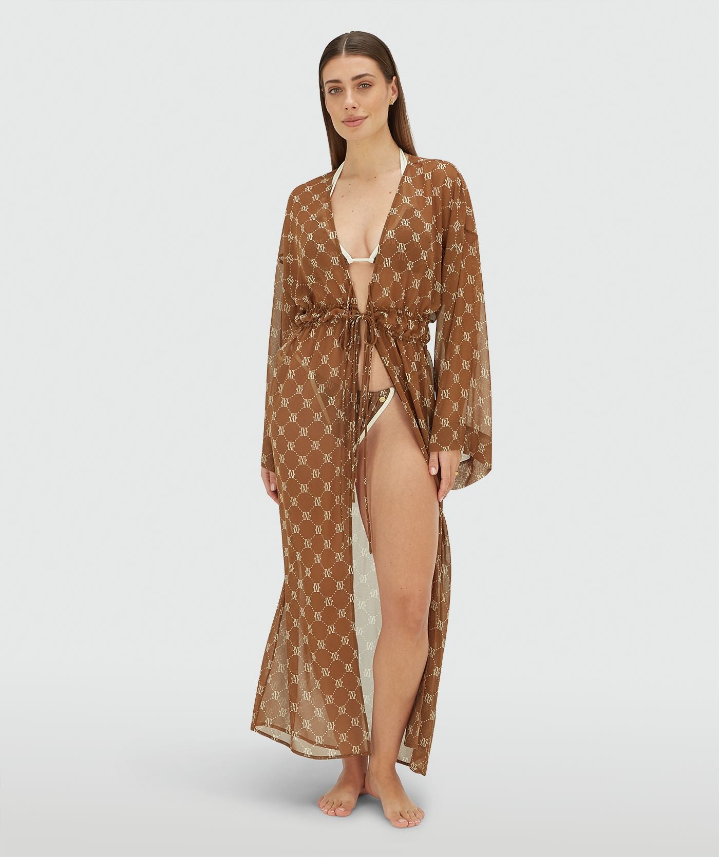 Kaftan Longo Translúcido com Monograma – Josh V