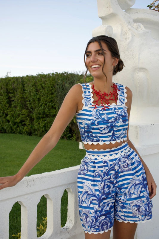 Top Cropped Estampado Capri com Ondas – Highly Preppy