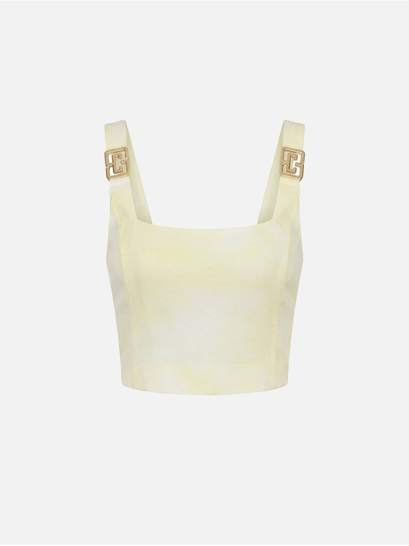Top Curto Tie-Dye com Detalhe Metálico – Scripta