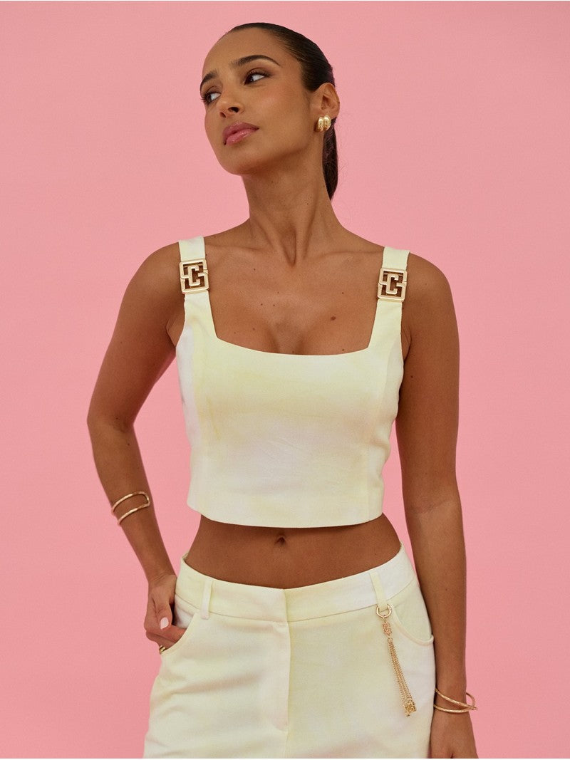 Top Curto Tie-Dye com Detalhe Metálico – Scripta