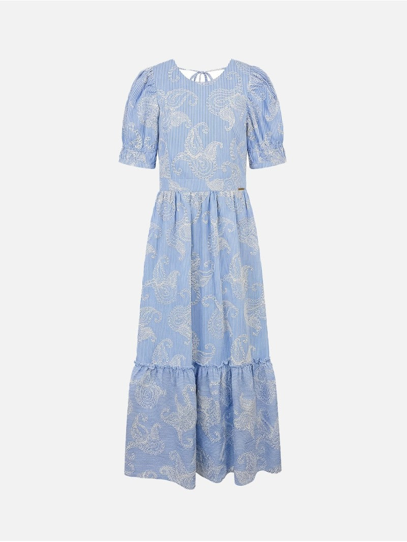 Vestido Comprido Bordado com Costas Abertas – Scripta