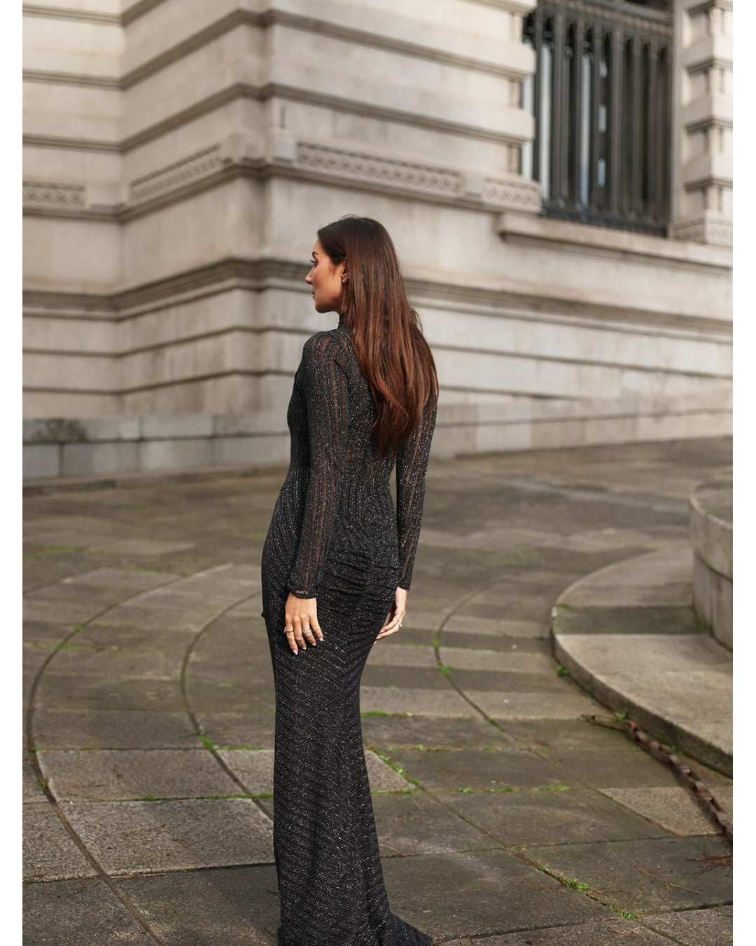 Vestido Comprido com Brilho e Pormenores Franzidos – Scripta — fotografia 3