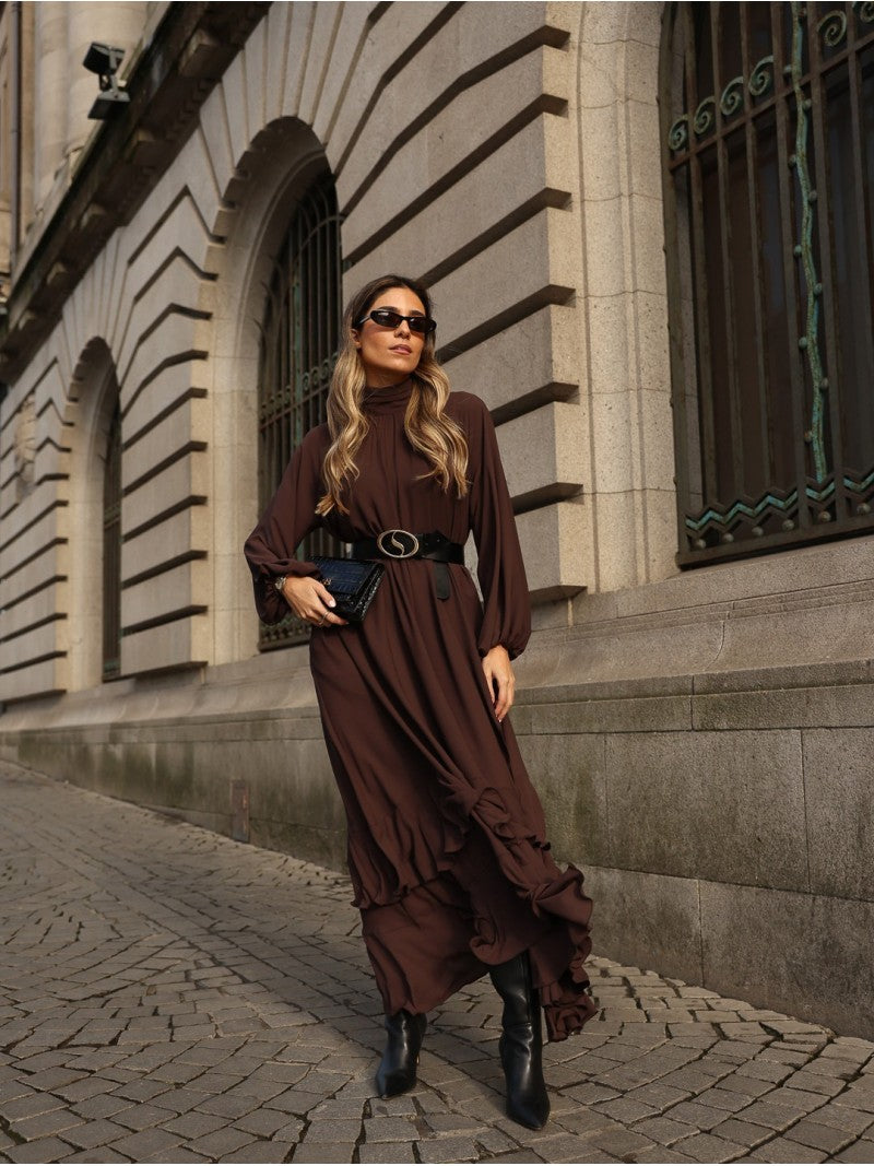 Vestido Comprido Com Cinto - Scripta