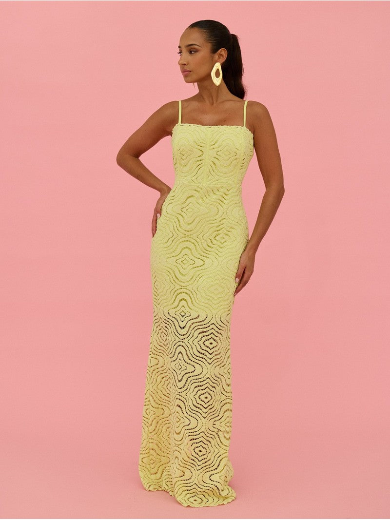 Vestido Comprido Em Renda Com Alças Finas – Scripta