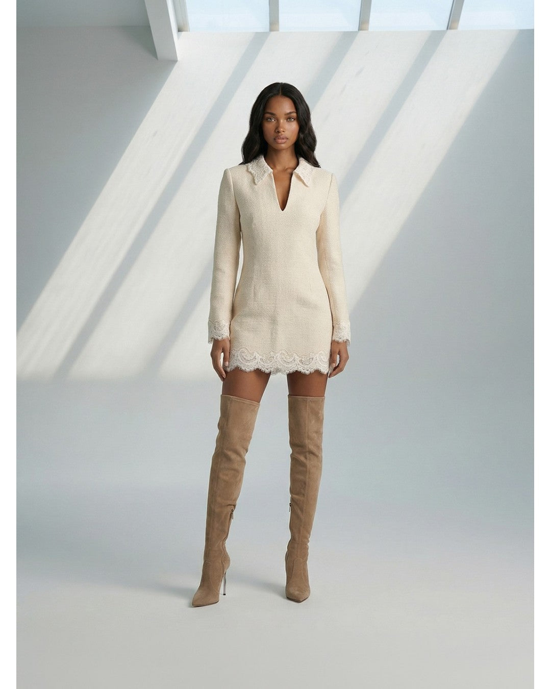 Vestido Tweed com Detalhes em Renda – Scripta — fotografia 3
