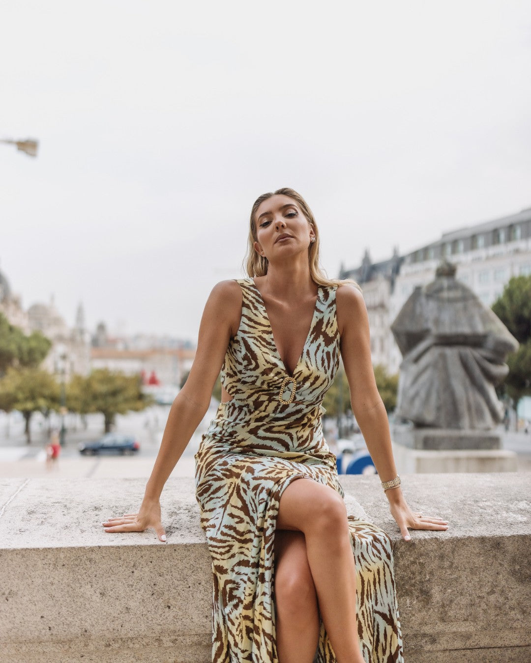 VESTIDO ESTAMPA ZEBRA TONS DE VERDE - Scripta