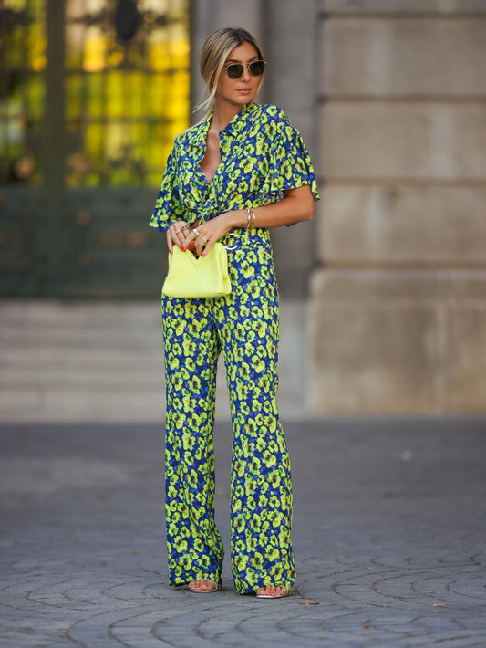 Pantalon fluide motif fleuri
