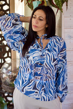 Load image into Gallery viewer, Aqua Zebra shirt with leather collar - FourSoul
